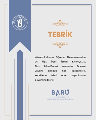 Assoc. Prof. Dr. İsmail Kabaçelik – Congratulations