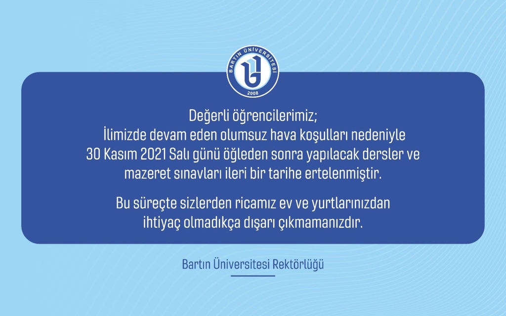 BARTIN ÜNİVERSİTESİ - ÖNEMLİ DUYURU - 30 KASIM 2021 Fotograflar 0