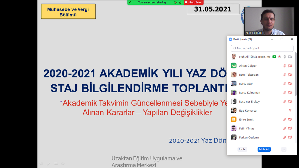 Öğrencilerimize 2020-2021 Yaz Dönemi Stajı Konusunda Bilgilendirme-Yeni Alınan Kararlar ve Yapılan Değişiklikler Fotograflar 0