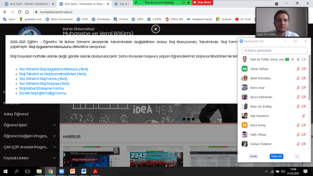 Öğrencilerimize 2020-2021 Yaz Dönemi Stajı Konusunda Bilgilendirme-Yeni Alınan Kararlar ve Yapılan Değişiklikler Fotograflar 2