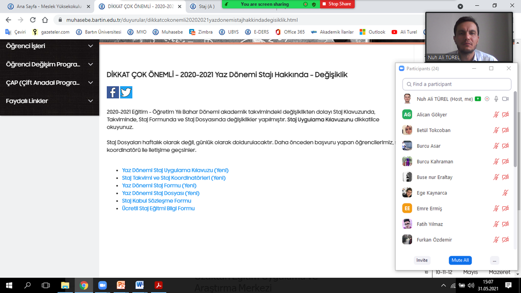 Öğrencilerimize 2020-2021 Yaz Dönemi Stajı Konusunda Bilgilendirme-Yeni Alınan Kararlar ve Yapılan Değişiklikler Fotograflar 3