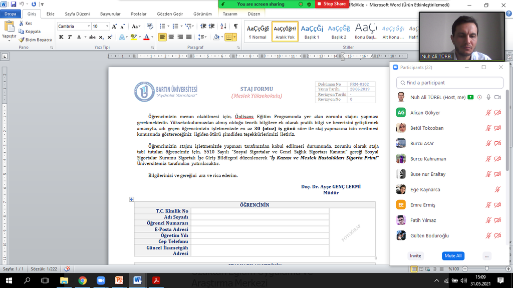 Öğrencilerimize 2020-2021 Yaz Dönemi Stajı Konusunda Bilgilendirme-Yeni Alınan Kararlar ve Yapılan Değişiklikler Fotograflar 5