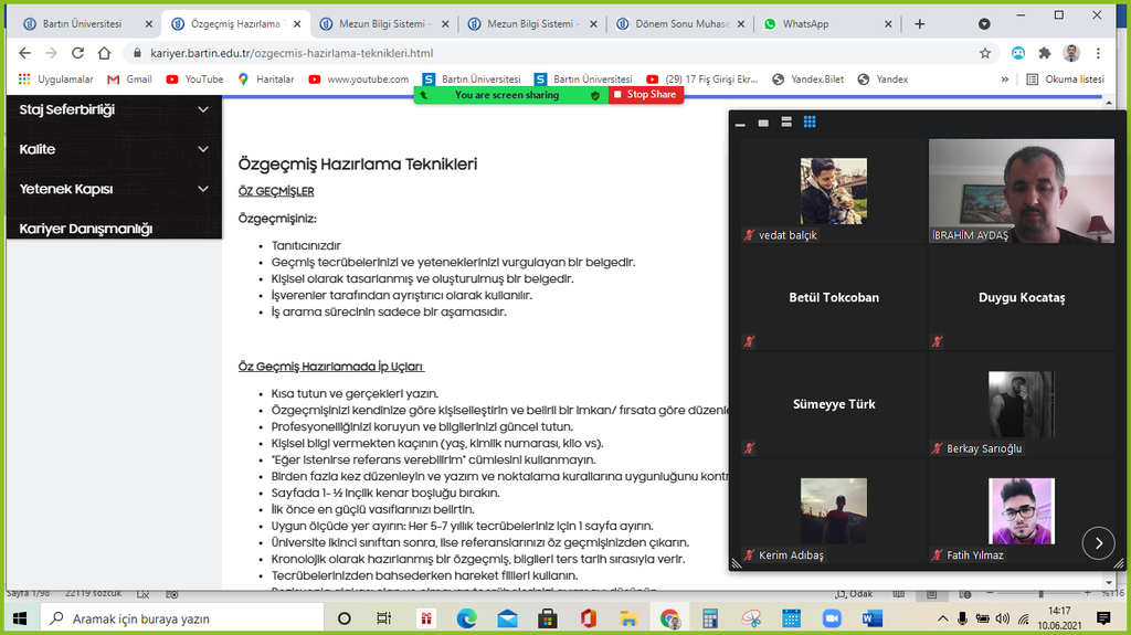 1. Sınıf Öğrencilerine Kariyer Planlama, Uygulama ve Araştırma Merkezine Erişim ile Mezun Bilgi Sistemi Hakkında Bilgilendirme Fotograflar 2