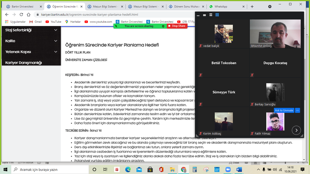 1. Sınıf Öğrencilerine Kariyer Planlama, Uygulama ve Araştırma Merkezine Erişim ile Mezun Bilgi Sistemi Hakkında Bilgilendirme Fotograflar 3