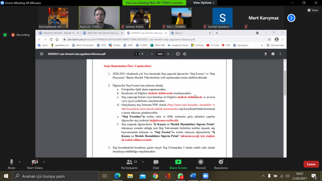 Öğrencilerimize 2020-2021 Yaz Dönemi Stajı Konusunda Bilgilendirme Fotograflar 6