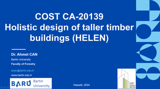 Bartın Üniversitesi Orman Ürünleri Uygulama ve Araştırma Merkezi Müdürü olarak görev yapan Doç. Dr. Ahmet CAN, son olarak 22-24 Mayıs 2024 tarihlerinde Belçika'nın Hasselt şehrinde düzenlenen 4. COST Working Group ve MC Meeting’e katıldı