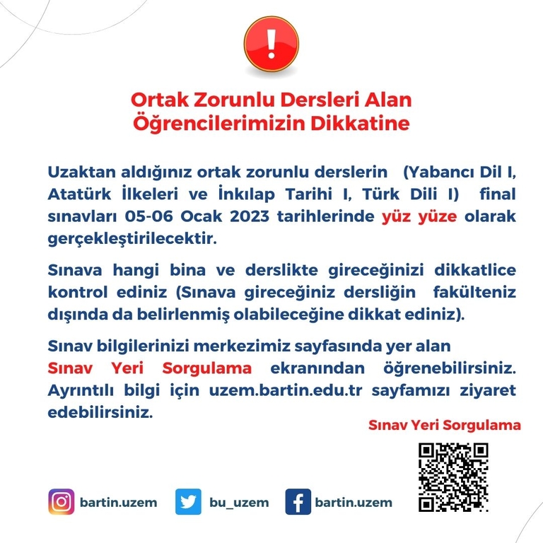 Ortak Zorunlu Dersleri Alan Öğrencilerimizin Dikkatine! Fotograflar 0