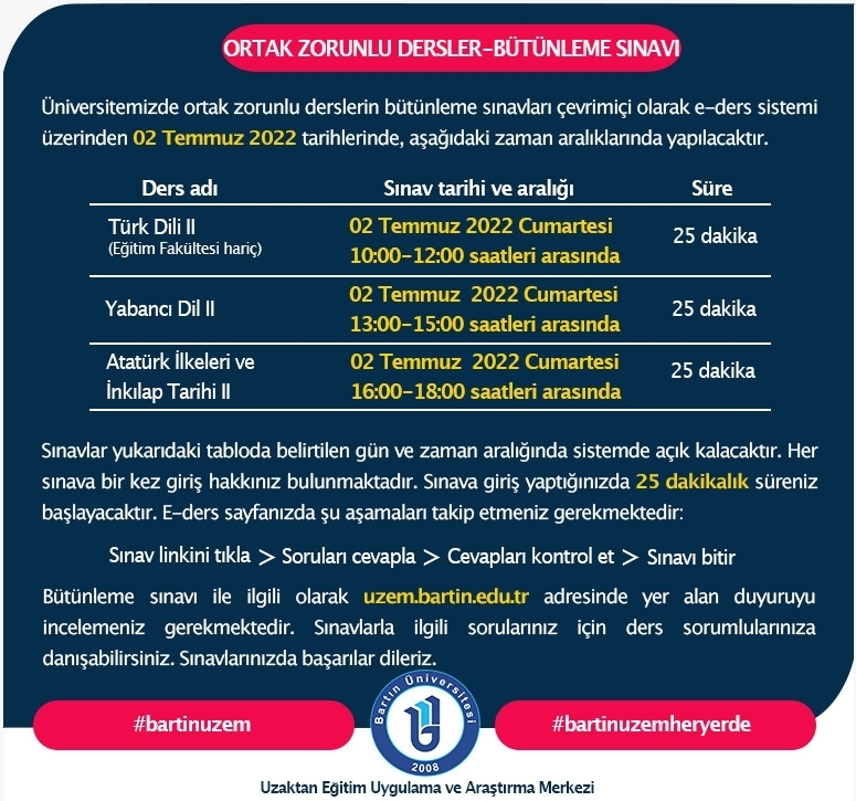 Ortak Zorunlu Derslerin Sınavları (2021-2022 bahar) Fotograflar 0
