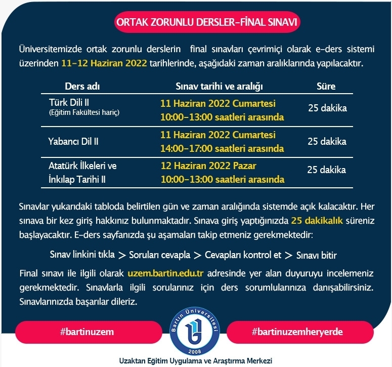Ortak Zorunlu Derslerin Sınavları (2021-2022 bahar) Fotograflar 1