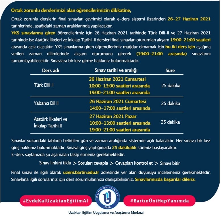 Ortak Zorunlu Derslerin Final Sınavları Fotograflar 0