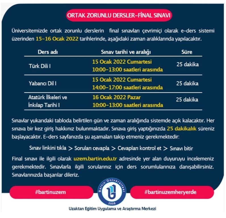 Ortak Zorunlu Derslerin Sınavları Fotograflar 2