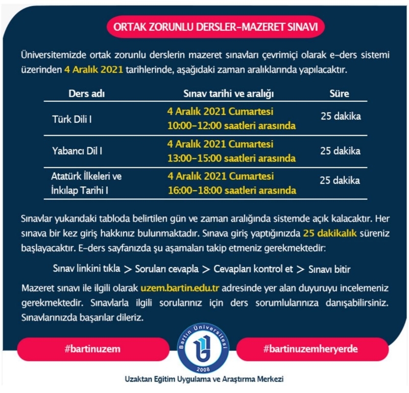 Ortak Zorunlu Derslerin Sınavları Fotograflar 1