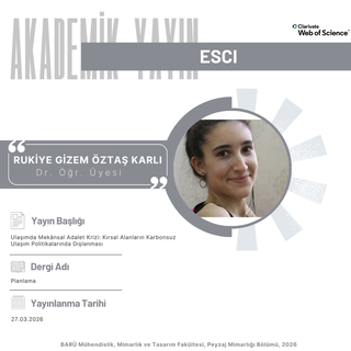 Bölümümüzden Yeni Akademik Yayın!!!