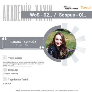 Bölümümüzden Yeni Akademik Yayın!!!